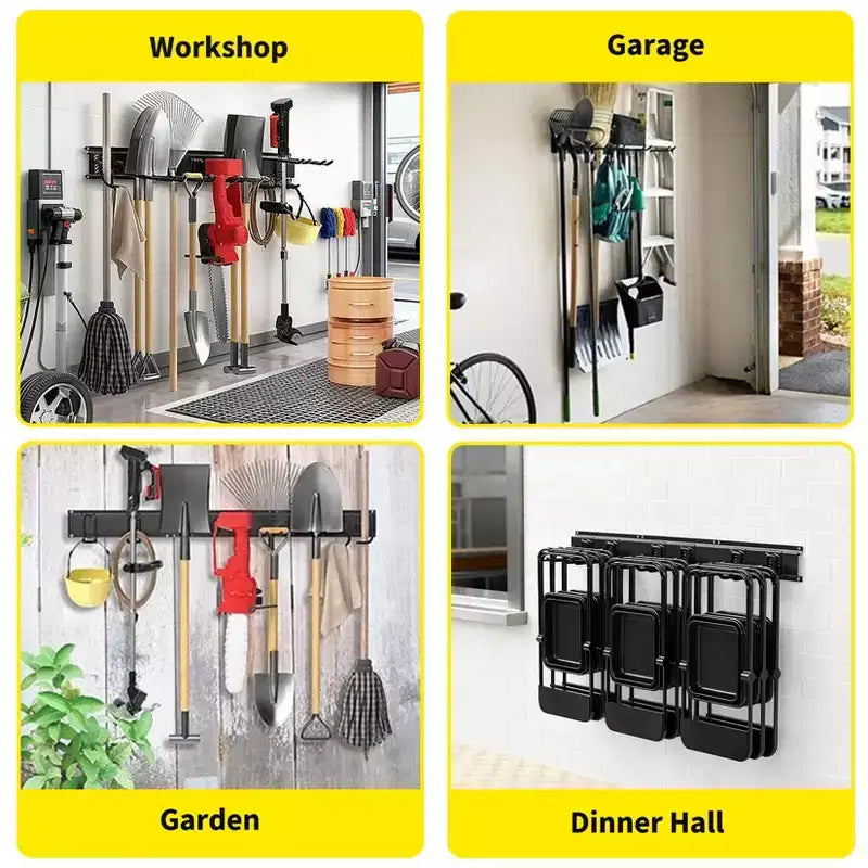 Tool Organizer, Garage Organizer 48 13 Pcs Heavy-Duty Wall Mount Garden Tool Storage with 8 Adjustable Hooks & 2 Straps