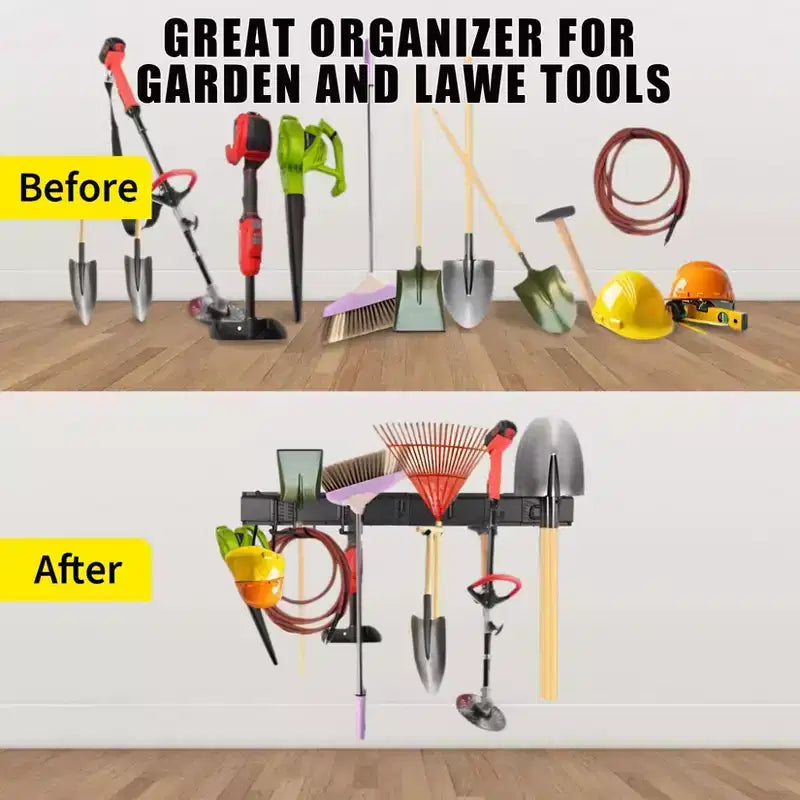 Tool Organizer, Garage Organizer 48 13 Pcs Heavy-Duty Wall Mount Garden Tool Storage with 8 Adjustable Hooks & 2 Straps