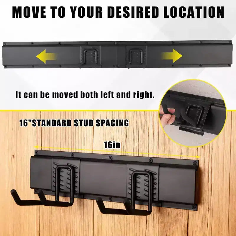 Tool Organizer, Garage Organizer 48 13 Pcs Heavy-Duty Wall Mount Garden Tool Storage with 8 Adjustable Hooks & 2 Straps