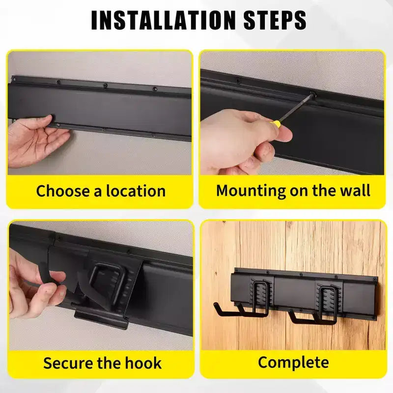 Tool Organizer, Garage Organizer 48 13 Pcs Heavy-Duty Wall Mount Garden Tool Storage with 8 Adjustable Hooks & 2 Straps