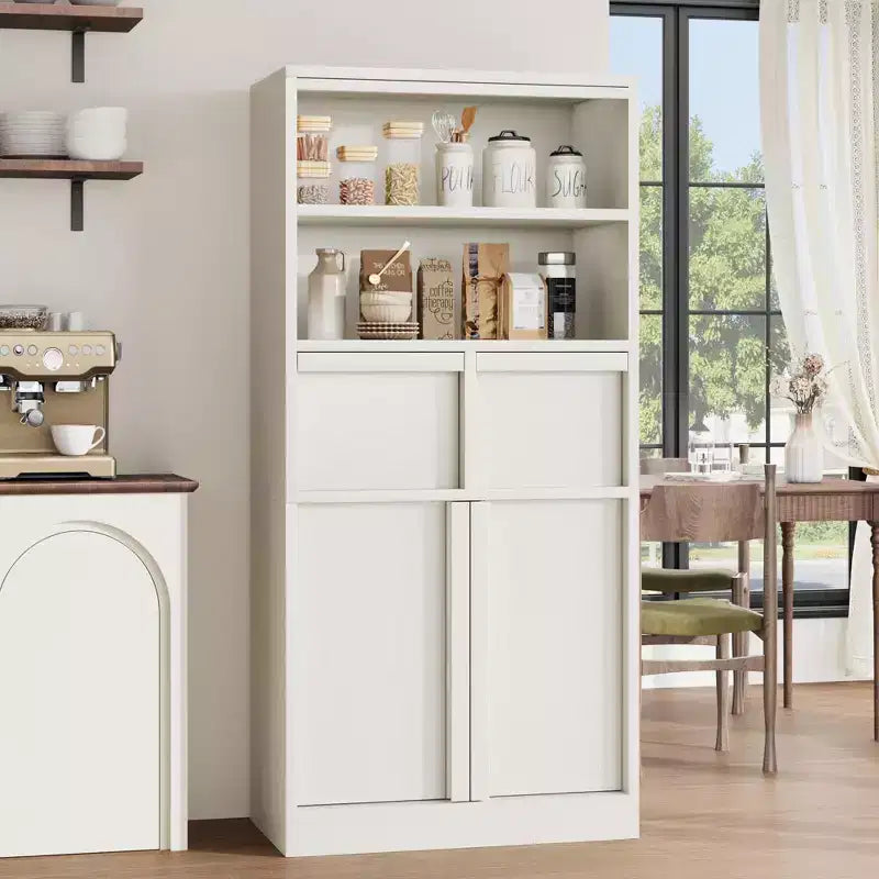 51Tall Bathroom Cabinet, Freestanding Floor Organizer with Doors & 2 Drawers for Bathroom, Living Room, Kitchen & Pantry