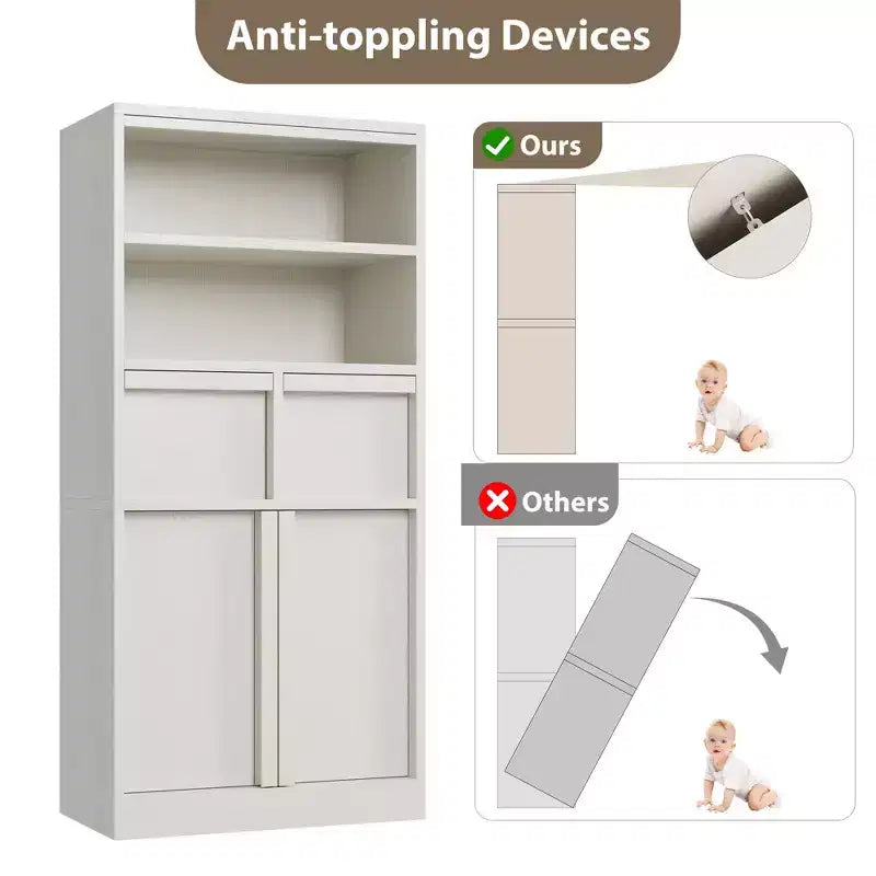 51Tall Bathroom Cabinet, Freestanding Floor Organizer with Doors & 2 Drawers for Bathroom, Living Room, Kitchen & Pantry