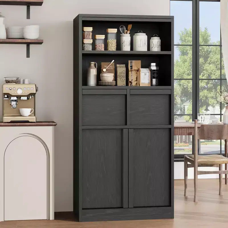 51Tall Bathroom Cabinet, Freestanding Floor Organizer with Doors & 2 Drawers for Bathroom, Living Room, Kitchen & Pantry