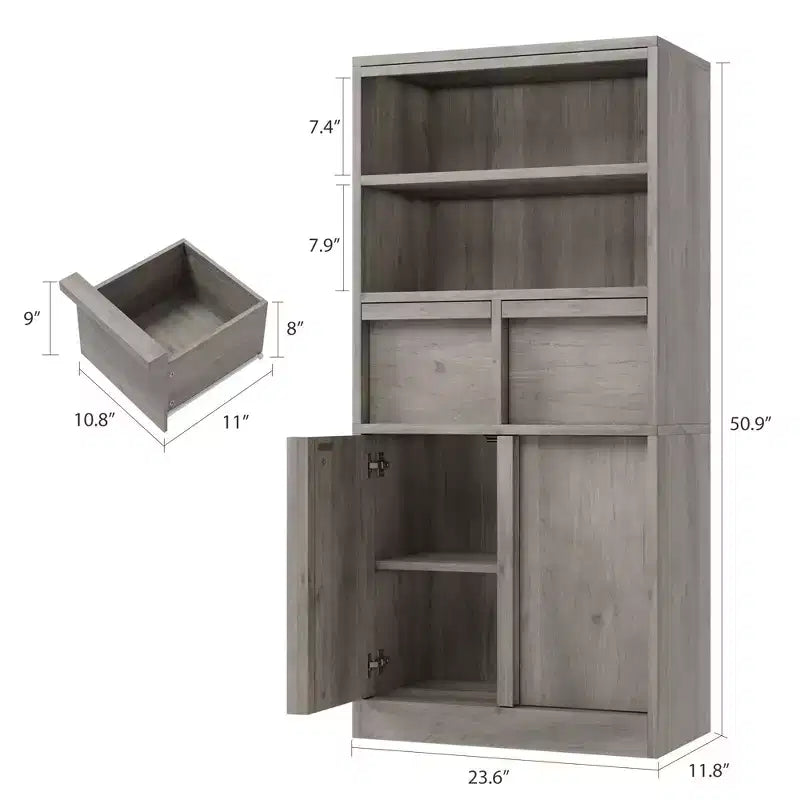 51Tall Bathroom Cabinet, Freestanding Floor Organizer with Doors & 2 Drawers for Bathroom, Living Room, Kitchen & Pantry