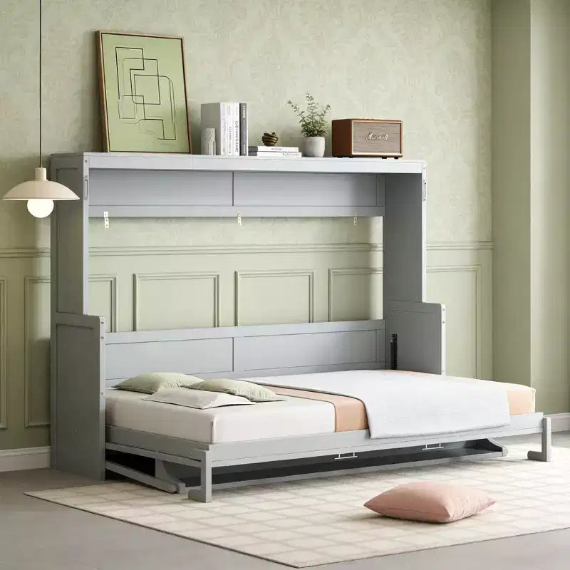 Queen Size Modern Murphy Bed with Hydraulic Lift and Desk