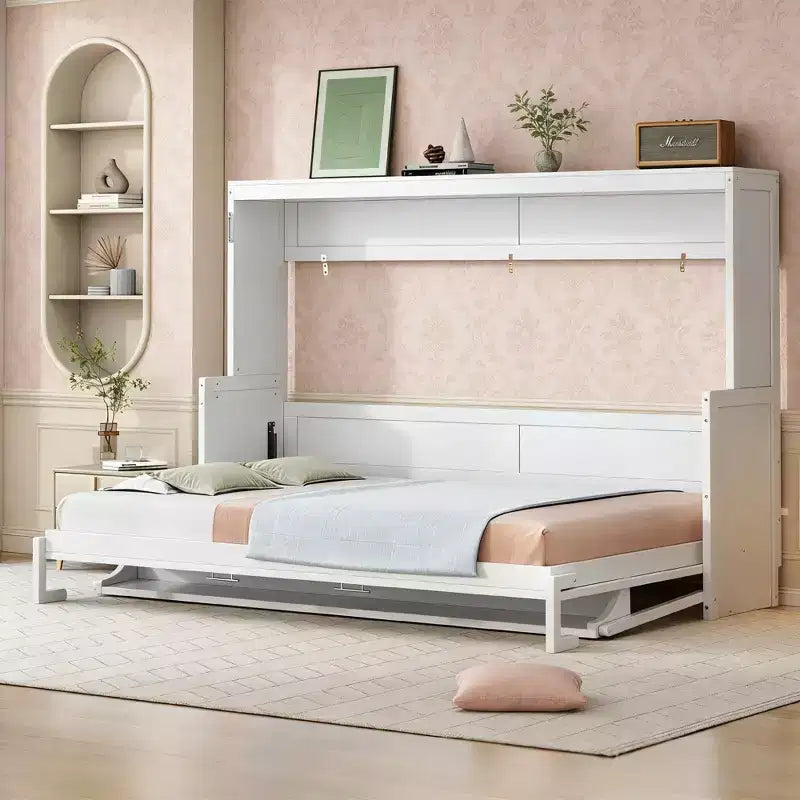 Queen Size Modern Murphy Bed with Hydraulic Lift and Desk
