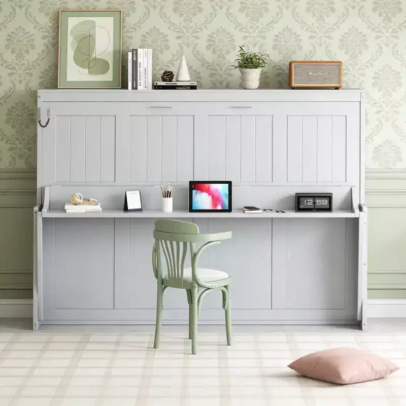 Luxystar Queen Size Modern Murphy Bed with Hydraulic Lift and Desk