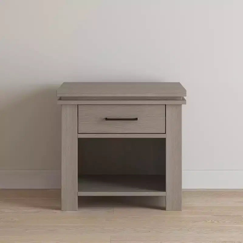 Denman Nightstand with Drawer for Nursery or Bedroom, Large Storage Drawer, Made of Sturdy Pinewood, Non-Toxic, Baby Safe Finish