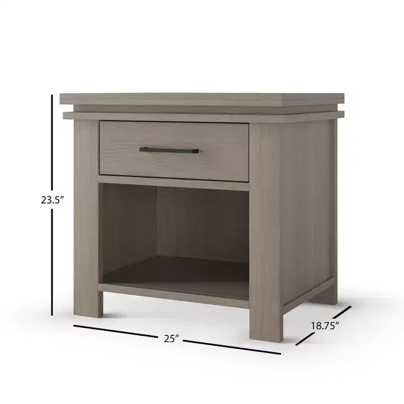 Denman Nightstand with Drawer for Nursery or Bedroom, Large Storage Drawer, Made of Sturdy Pinewood, Non-Toxic, Baby Safe Finish