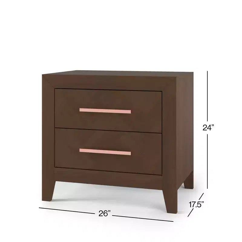Kieran 2 Drawer Nightstand for Nursery or Bedroom, Large Storage Drawers, Made of Sturdy Pinewood, Non-Toxic, Baby Safe Finish