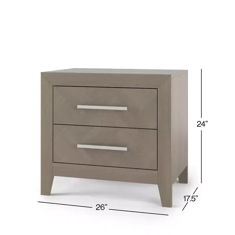 Kieran 2 Drawer Nightstand for Nursery or Bedroom, Large Storage Drawers, Made of Sturdy Pinewood, Non-Toxic, Baby Safe Finish