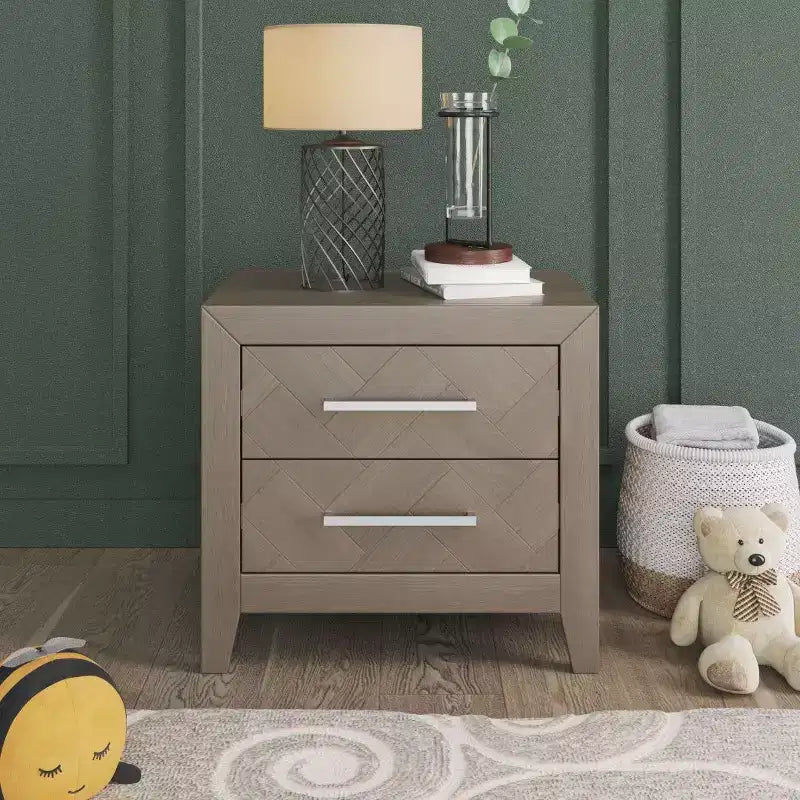 Kieran 2 Drawer Nightstand for Nursery or Bedroom, Large Storage Drawers, Made of Sturdy Pinewood, Non-Toxic, Baby Safe Finish