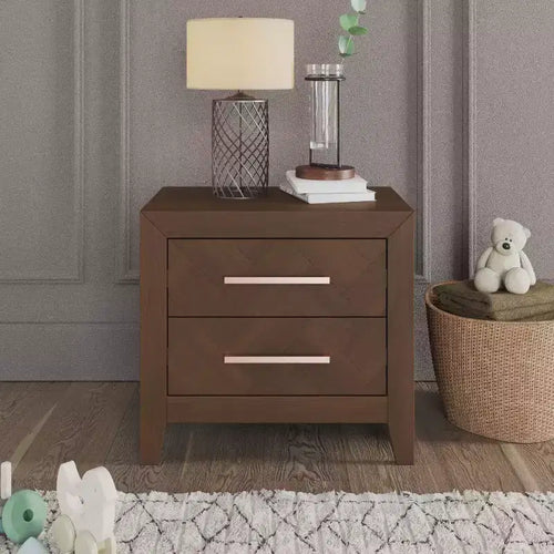 Child Craft Kieran 2 Drawer Nightstand for Nursery or Bedroom, Large Storage Drawers, Made of Sturdy Pinewood, Non-Toxic, Baby Safe Finish