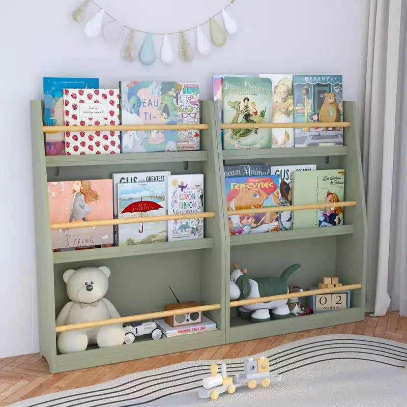 3 Tier Kids Book Shelf,Kids Book Rack, Helps Keep Bedrooms, Playrooms, and Classrooms Organized,Sage