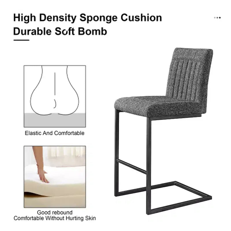 Vintage Bar Stool Set of 2,Counter Height Bar Stools with Metal Frame,26 Counter Stools for Kitchen Island & Home Bar