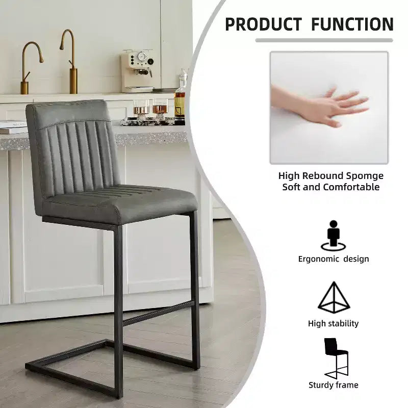 Vintage Bar Stool Set of 2,Counter Height Bar Stools with Metal Frame,26 Counter Stools for Kitchen Island & Home Bar
