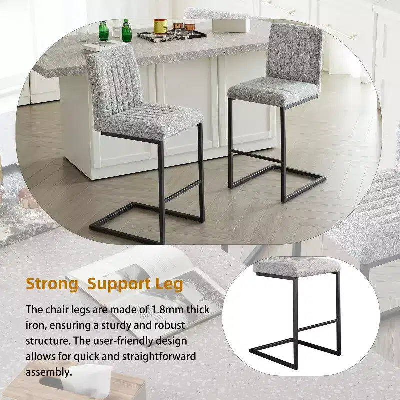 Vintage Bar Stool Set of 2,Counter Height Bar Stools with Metal Frame,26 Counter Stools for Kitchen Island & Home Bar
