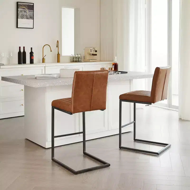 Vintage Bar Stool Set of 2,Counter Height Bar Stools with Metal Frame,26 Counter Stools for Kitchen Island & Home Bar