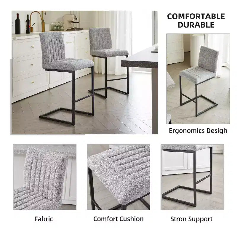 Vintage Bar Stool Set of 2,Counter Height Bar Stools with Metal Frame,26 Counter Stools for Kitchen Island & Home Bar