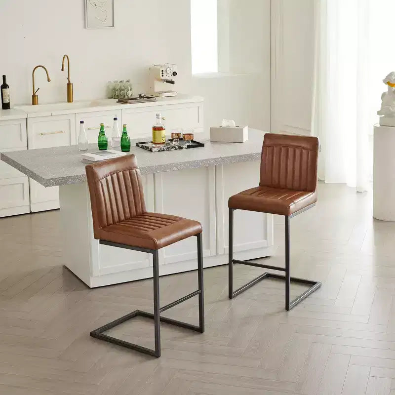 Vintage Bar Stool Set of 2,Counter Height Bar Stools with Metal Frame,26 Counter Stools for Kitchen Island & Home Bar