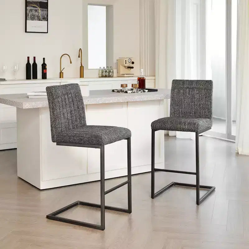 Vintage Bar Stool Set of 2,Counter Height Bar Stools with Metal Frame,26 Counter Stools for Kitchen Island & Home Bar