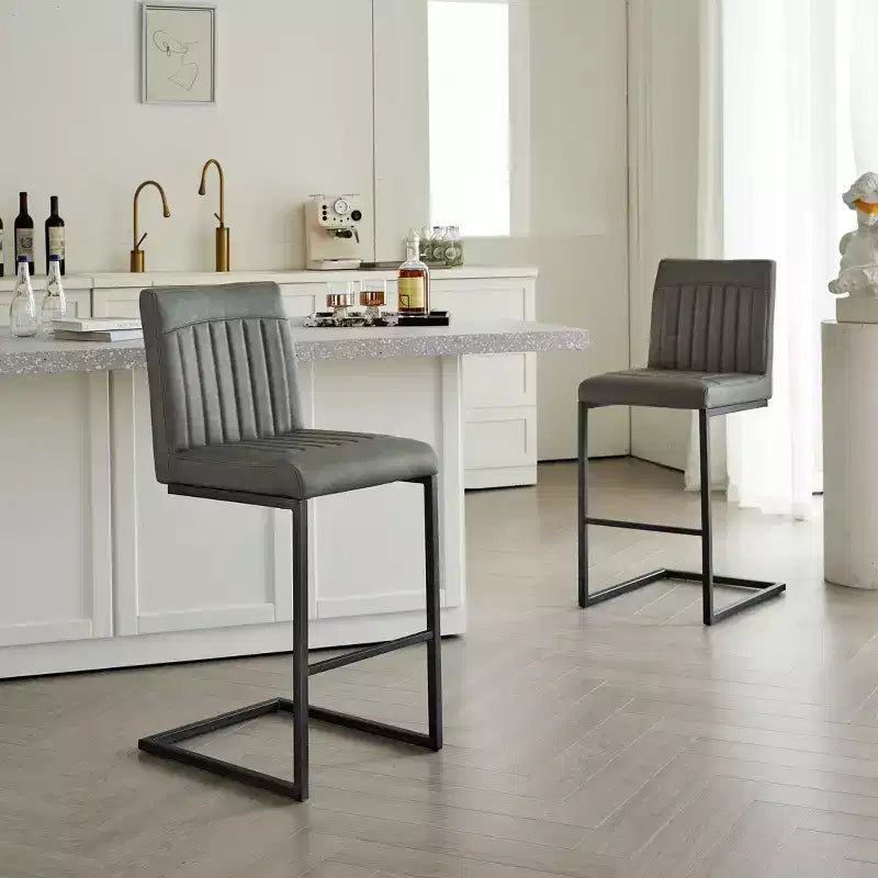 Vintage Bar Stool Set of 2,Counter Height Bar Stools with Metal Frame,26 Counter Stools for Kitchen Island & Home Bar