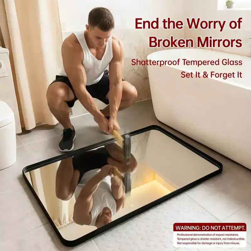Modern Bathroom Vanity Mirrors, 2-Way Wall Mirror, 36X30 Rectangular Mirror Black Framed